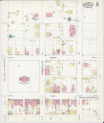 Sanborn Fire Insurance Map from Waterloo, Monroe County, Illinois (1913), Sheet #0003 - Historic Sanborn Fire Insurance Map Print, vintage old map wall art, antique decor, genealogy gift, Illinois Illinois map