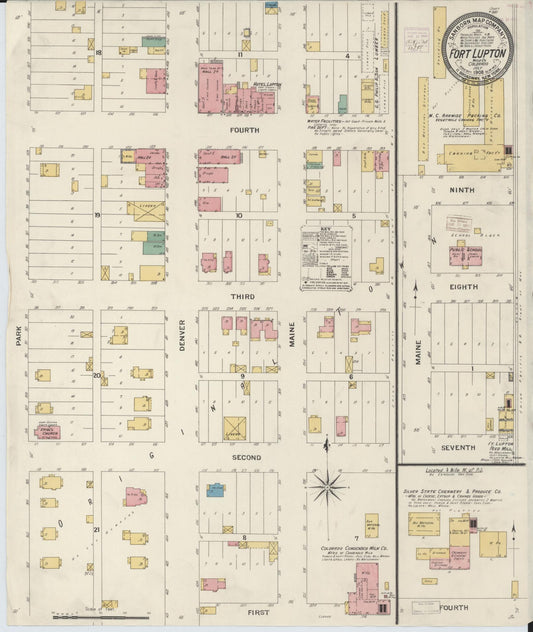 Sanborn Fire Insurance Map from Fort Lupton, Weld County, Colorado (1908), Sheet #0001 - Historic Sanborn Fire Insurance Map Print, vintage old map wall art, antique decor, genealogy gift, Colorado Colorado map