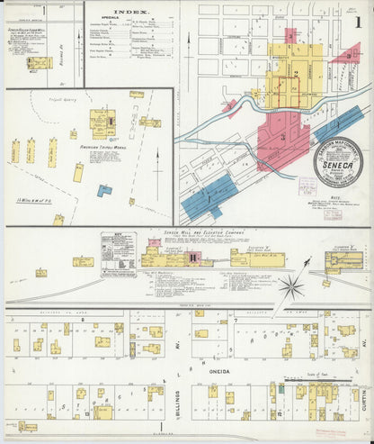 Sanborn Fire Insurance Map from Seneca, Newton County, Missouri (1905), Sheet #0001 - Complete Map Set gallery image, historic Sanborn map, vintage wall art, Missouri Missouri