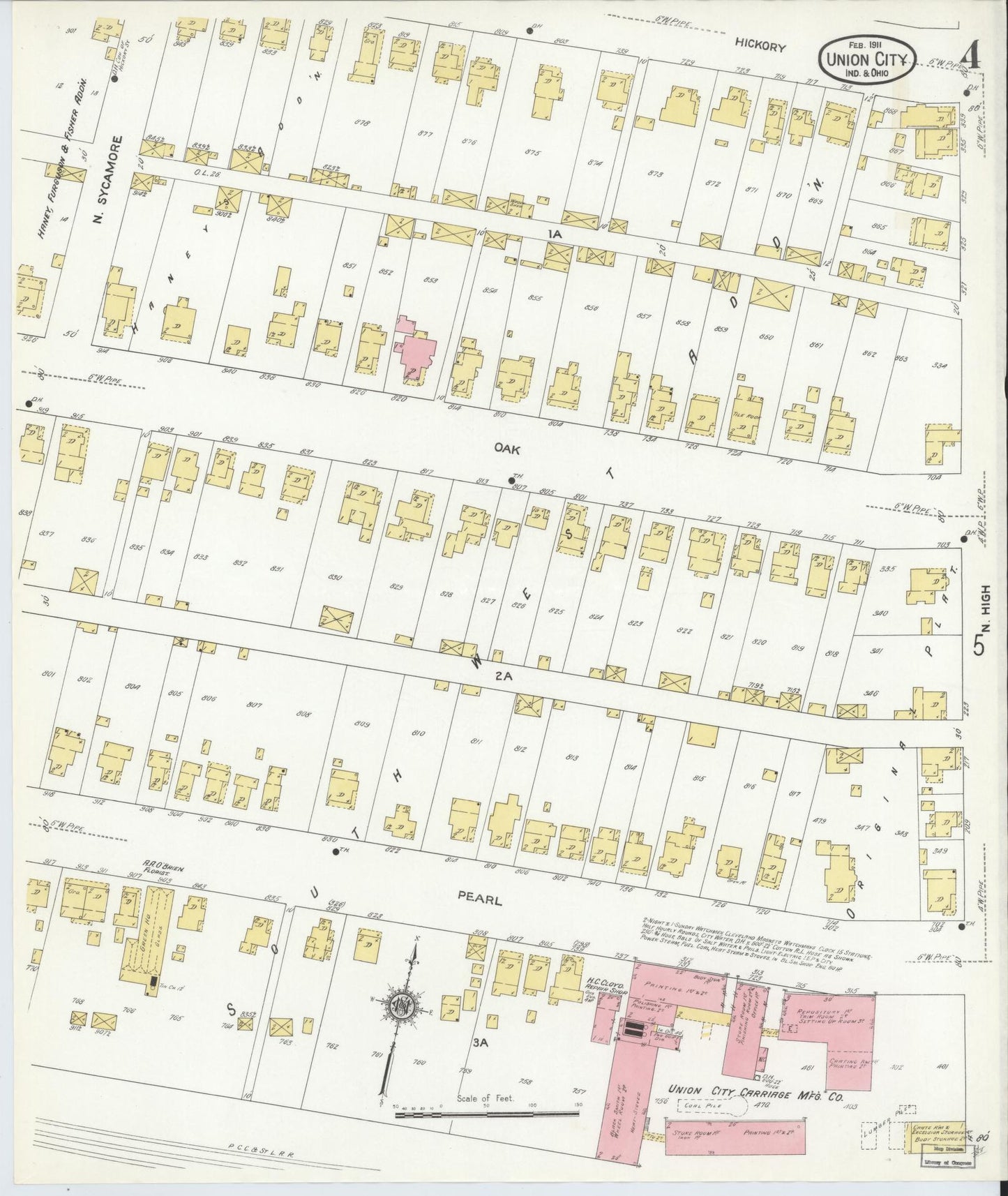Sanborn Fire Insurance Map from Union City, Randolph County, Indiana (1911), Sheet #0004 - Complete Map Set gallery image, historic Sanborn map, vintage wall art, Indiana Indiana