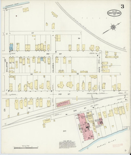Sanborn Fire Insurance Map from Waterford, Saratoga County, New York (1914), Sheet #0003 - Historic Sanborn Fire Insurance Map Print, vintage old map wall art, antique decor, genealogy gift, New York New York map