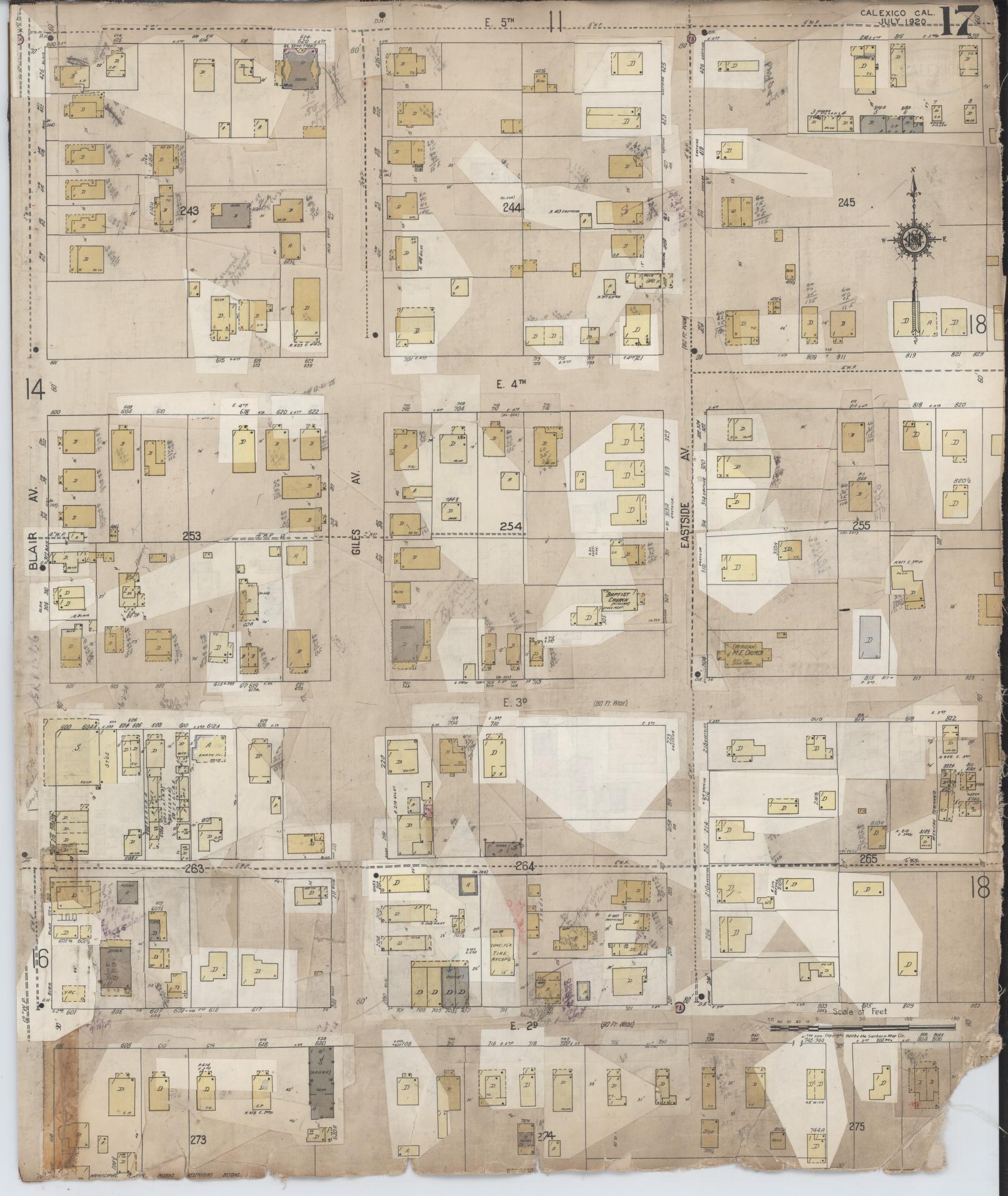 Sanborn Fire Insurance Map from Calexico, Imperial County, California (1956), Sheet #0017 - Complete Map Set gallery image, historic Sanborn map, vintage wall art, California California