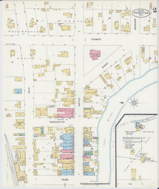 Sanborn Fire Insurance Map from Princeton, Green Lake County, Wisconsin (1898), Sheet #0002 - Historic Sanborn Fire Insurance Map Print, vintage old map wall art, antique decor, genealogy gift, Wisconsin Wisconsin map
