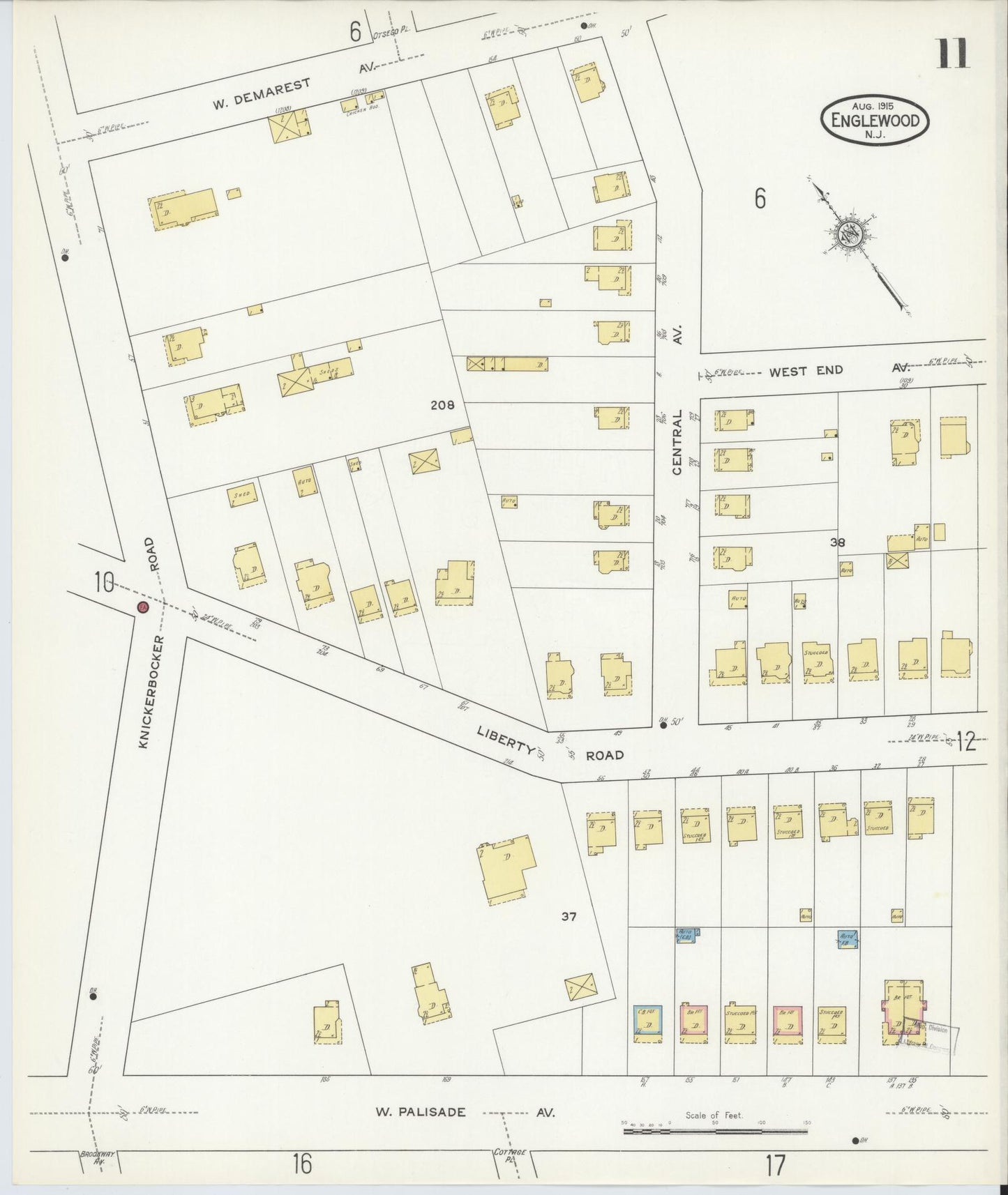 Sanborn Fire Insurance Map from Englewood, Bergen County, New Jersey (1915), Sheet #0011 - Complete Map Set gallery image, historic Sanborn map, vintage wall art, New Jersey New Jersey