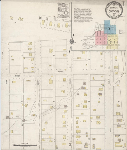 Sanborn Fire Insurance Map from Superior, Pinal County, Arizona (1919), Sheet #0001 - Complete Map Set gallery image, historic Sanborn map, vintage wall art, Arizona Arizona