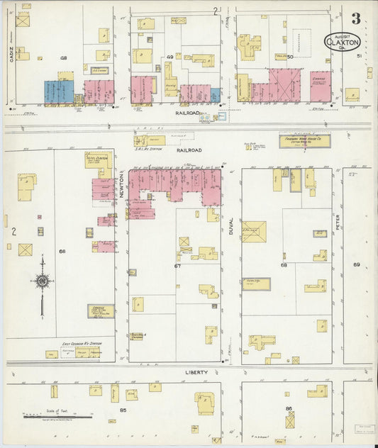 Sanborn Fire Insurance Map from Claxton, Evans County, Georgia (1917), Sheet #0003 - Historic Sanborn Fire Insurance Map Print, vintage old map wall art, antique decor, genealogy gift, Georgia Georgia map