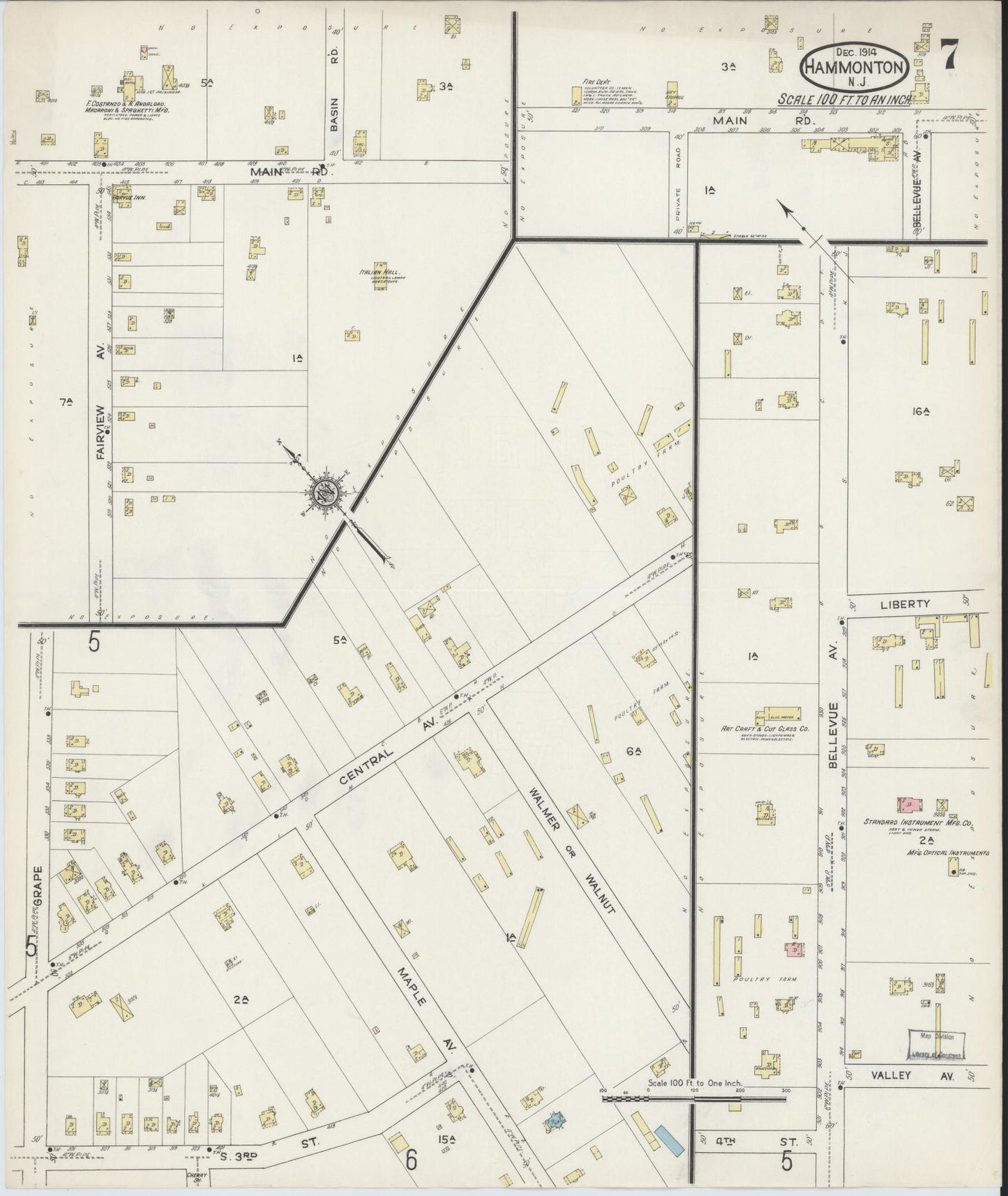 Sanborn Fire Insurance Map from Hammonton, Atlantic County, New Jersey (1914), Sheet #0007 - Complete Map Set gallery image, historic Sanborn map, vintage wall art, New Jersey New Jersey