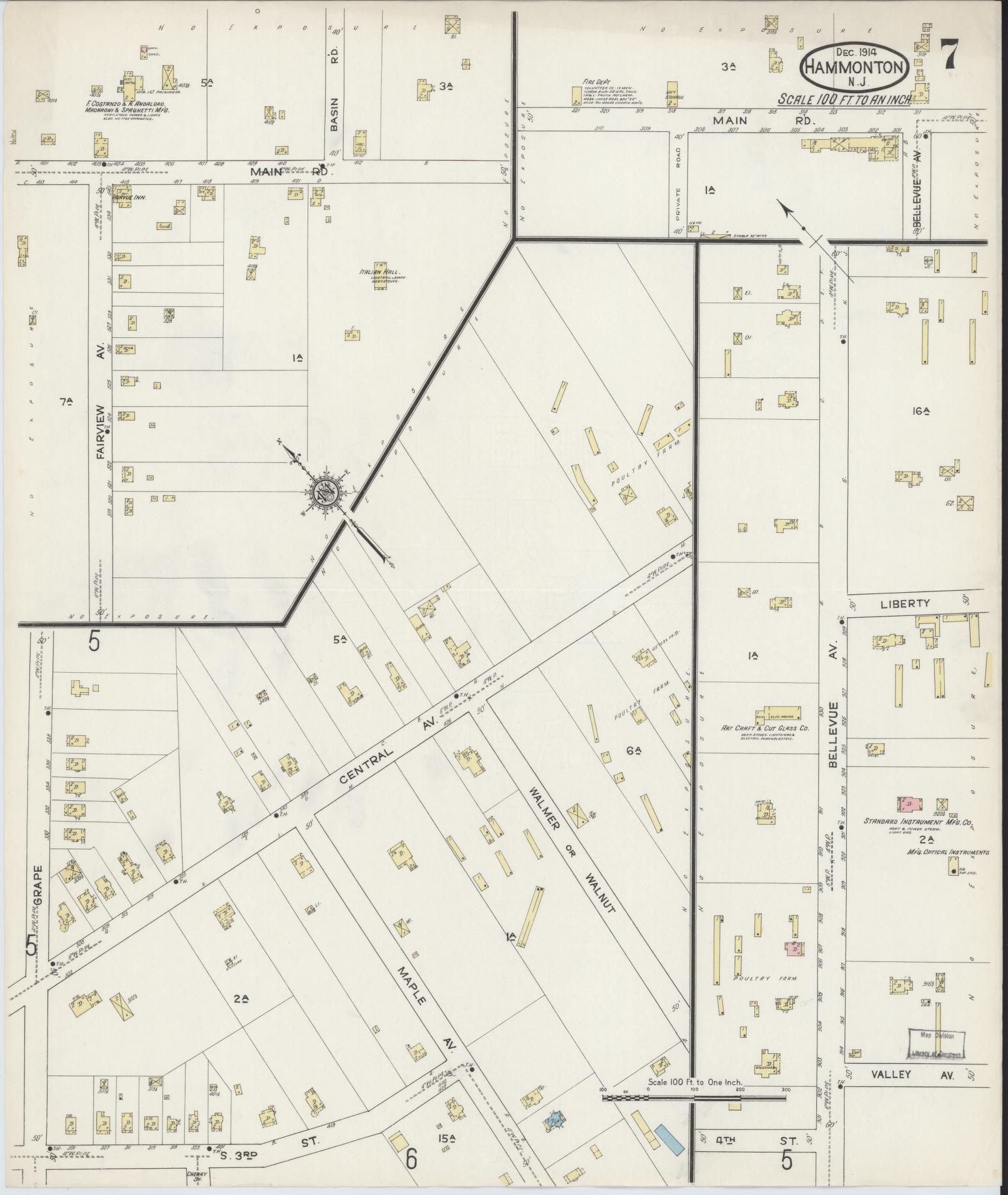 Sanborn Fire Insurance Map from Hammonton, Atlantic County, New Jersey (1914), Sheet #0007 - Complete Map Set gallery image, historic Sanborn map, vintage wall art, New Jersey New Jersey