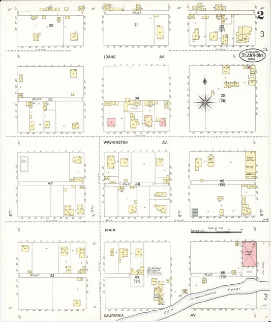 Sanborn Fire Insurance Map from Saint Anthony, Fremont County, Idaho (1907), Sheet #0002 - Historic Sanborn Fire Insurance Map Print, vintage old map wall art, antique decor, genealogy gift, Idaho Idaho map