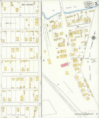 Sanborn Fire Insurance Map from Bonner, Missoula County, Montana (1921), Sheet #0005 - Complete Map Set gallery image, historic Sanborn map, vintage wall art, Montana Montana
