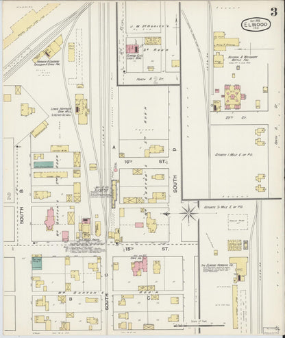 Sanborn Fire Insurance Map from Elwood, Madison County, Indiana (1892), Sheet #0003 - Historic Sanborn Fire Insurance Map Print, vintage old map wall art, antique decor, genealogy gift, Indiana Indiana map