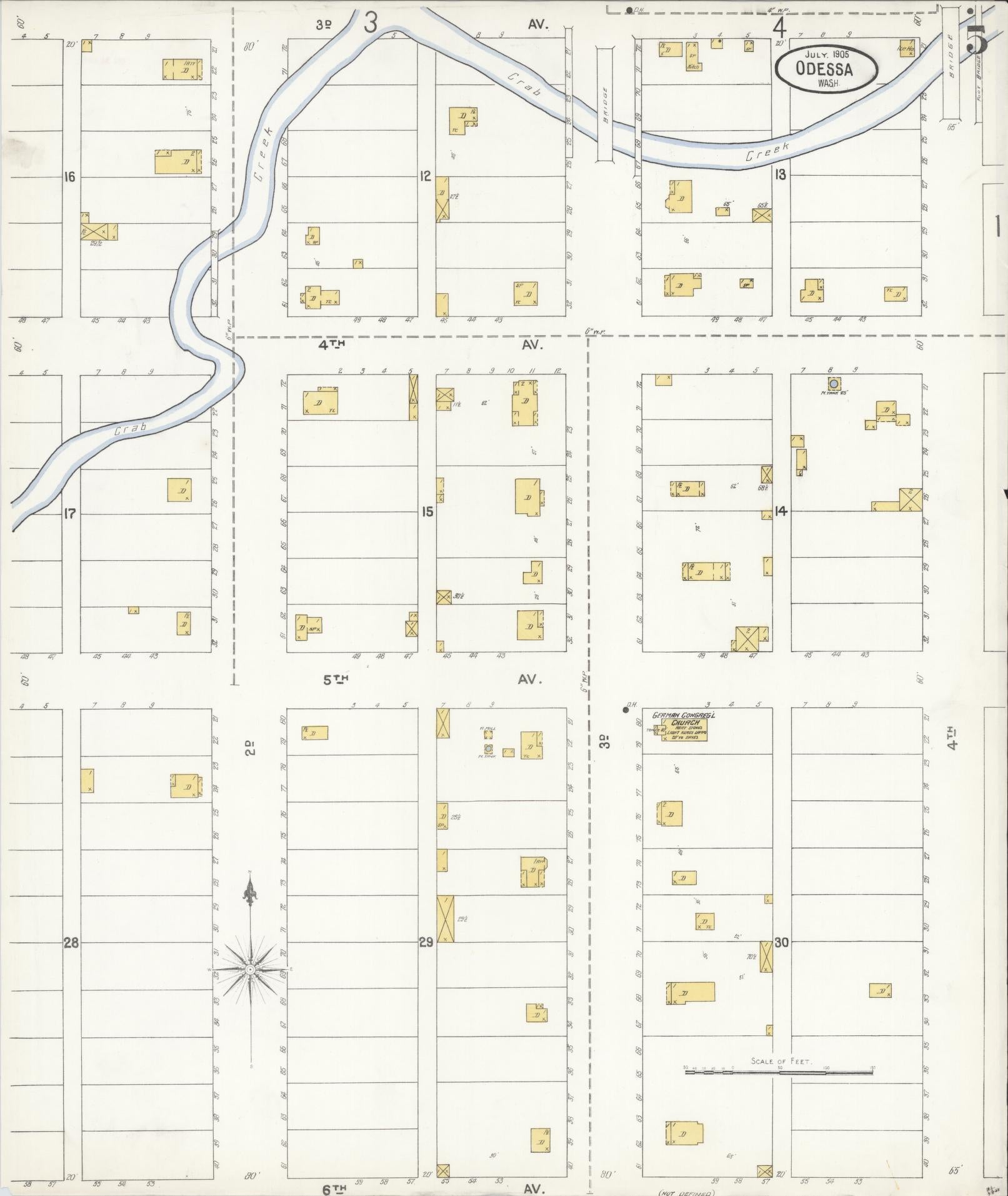 Sanborn Fire Insurance Map from Odessa, Lincoln County, Washington (1905), Sheet #0005 - Complete Map Set gallery image, historic Sanborn map, vintage wall art, Washington Washington
