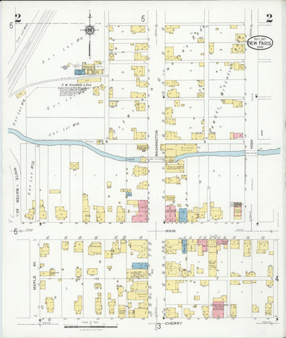 Sanborn Fire Insurance Map from New Paris, Preble County, Ohio (1927), Sheet #0002 - Complete Map Set gallery image, historic Sanborn map, vintage wall art, Ohio Ohio