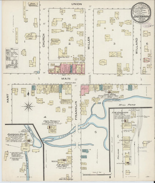 Sanborn Fire Insurance Map from Sherman, Chautauqua County, New York (1886), Sheet #0001 - Historic Sanborn Fire Insurance Map Print, vintage old map wall art, antique decor, genealogy gift, New York New York map