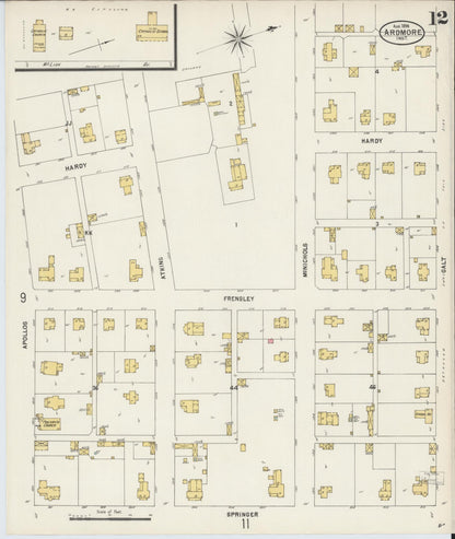Sanborn Fire Insurance Map from Ardmore, Carter County, Oklahoma (1898), Sheet #0012 - Complete Map Set gallery image, historic Sanborn map, vintage wall art, Oklahoma Oklahoma