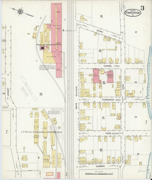Sanborn Fire Insurance Map from Penn Station, Westmoreland County, Pennsylvania (1916), Sheet #0003 - Historic Sanborn Fire Insurance Map Print, vintage old map wall art, antique decor, genealogy gift, Pennsylvania Pennsylvania map