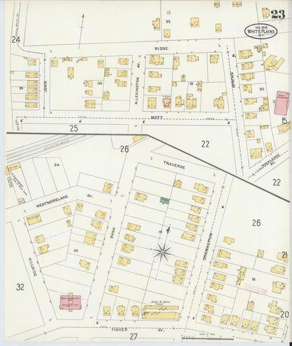 Sanborn Fire Insurance Map from White Plains, Westchester County, New York (1905), Sheet #0023 - Complete Map Set gallery image, historic Sanborn map, vintage wall art, New York New York
