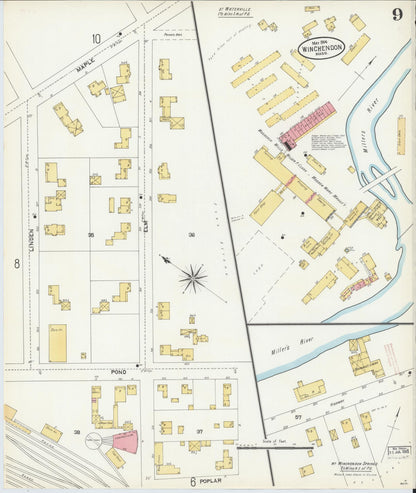 Sanborn Fire Insurance Map from Winchendon, Worcester County, Massachusetts (1904), Sheet #0009 - Complete Map Set gallery image, historic Sanborn map, vintage wall art, Massachusetts Massachusetts