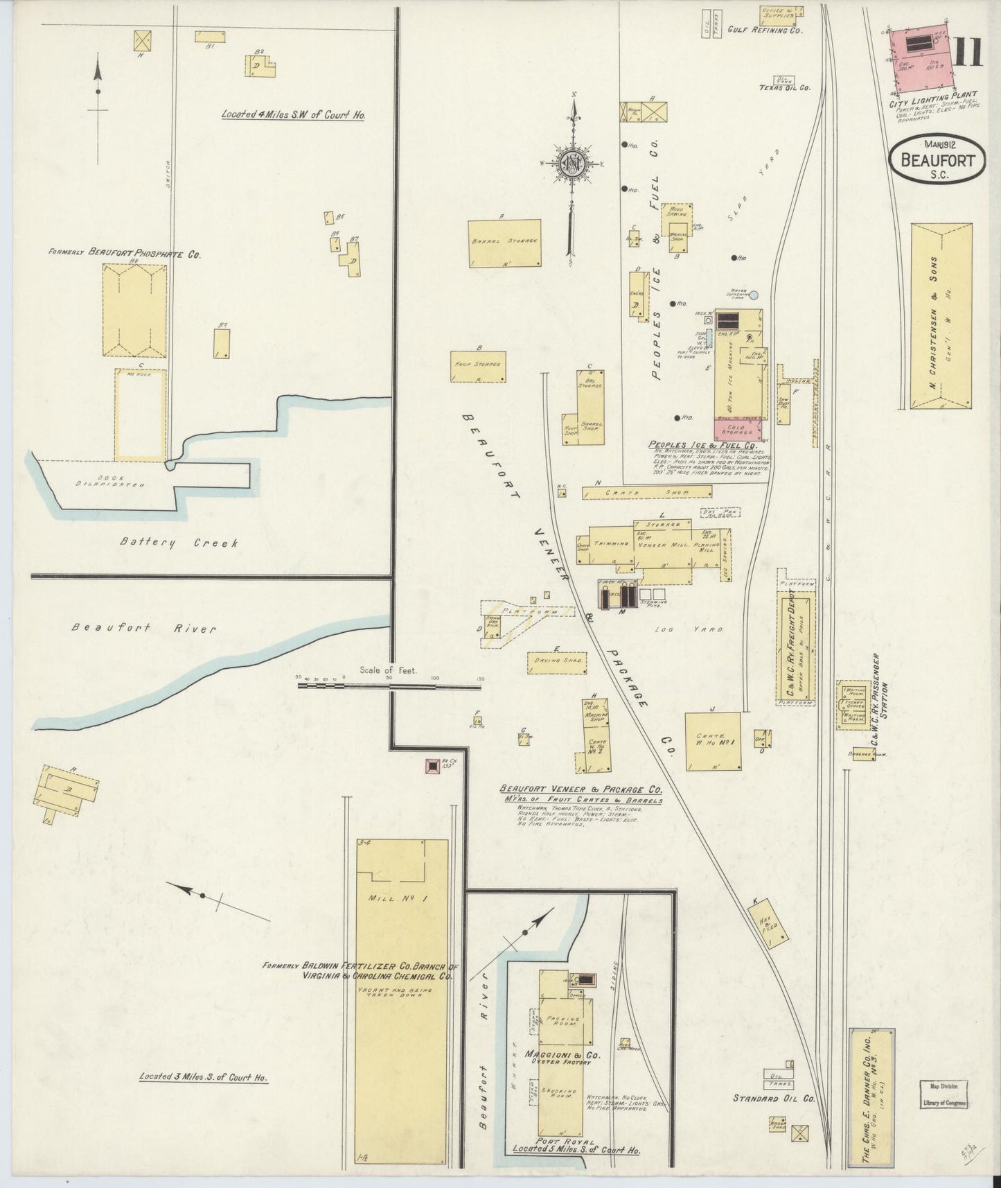 Sanborn Fire Insurance Map from Beaufort, Beaufort County, South Carolina (1912), Sheet #0011 - Historic Sanborn Fire Insurance Map Print, vintage old map wall art, antique decor, genealogy gift, South Carolina South Carolina map