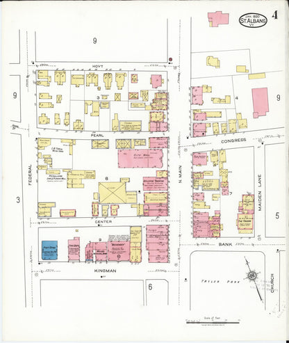 Sanborn Fire Insurance Map from Saint Albans, Franklin County, Vermont (1920), Sheet #0004 - Complete Map Set gallery image, historic Sanborn map, vintage wall art, Vermont Vermont