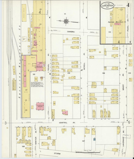 Sanborn Fire Insurance Map from Lancaster, Erie County, New York (1911), Sheet #0004 - Historic Sanborn Fire Insurance Map Print, vintage old map wall art, antique decor, genealogy gift, New York New York map