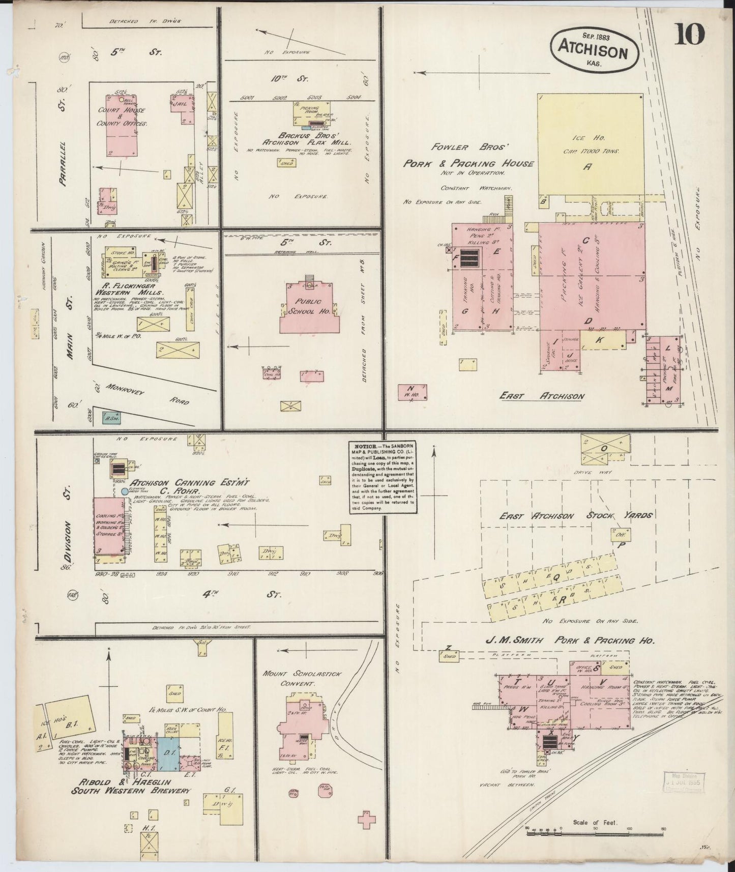 Sanborn Fire Insurance Map from Atchison, Atchison County, Kansas (1883), Sheet #0010 - Complete Map Set gallery image, historic Sanborn map, vintage wall art, Kansas Kansas
