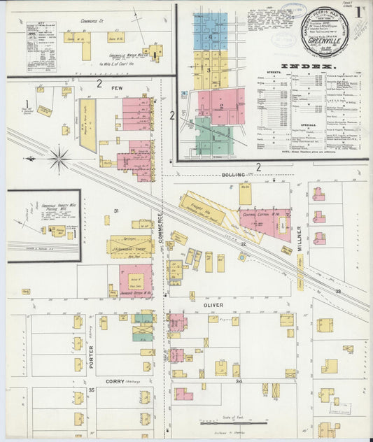Sanborn Fire Insurance Map from Greenville, Butler County, Alabama (1898), Sheet #0001 - Complete Map Set gallery image, historic Sanborn map, vintage wall art, Alabama Alabama