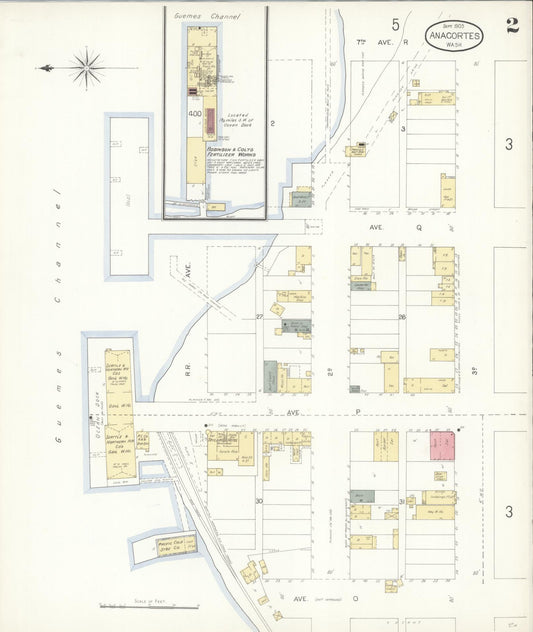 Sanborn Fire Insurance Map from Anacortes, Skagit County, Washington (1903), Sheet #0002 - Historic Sanborn Fire Insurance Map Print, vintage old map wall art, antique decor, genealogy gift, Washington Washington map