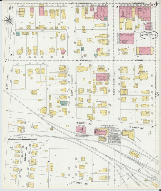 Sanborn Fire Insurance Map from Mount Vernon, Jefferson County, Illinois (1902), Sheet #0004 - Historic Sanborn Fire Insurance Map Print, vintage old map wall art, antique decor, genealogy gift, Illinois Illinois map