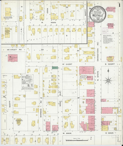 Sanborn Fire Insurance Map from Westville, Vermilion County, Illinois (1909), Sheet #0001 - Complete Map Set gallery image, historic Sanborn map, vintage wall art, Illinois Illinois