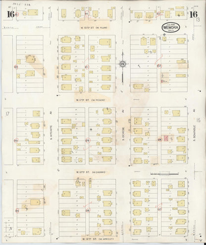 Sanborn Fire Insurance Map from Wewoka, Seminole County, Oklahoma (1945), Sheet #0016 - Complete Map Set gallery image, historic Sanborn map, vintage wall art, Oklahoma Oklahoma