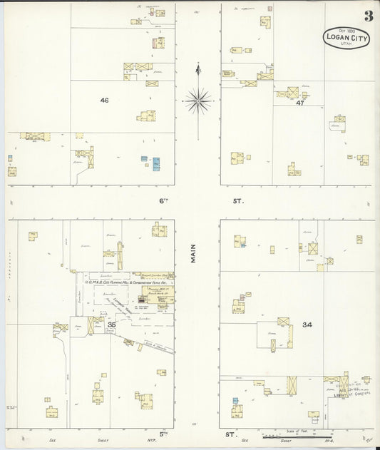 Sanborn Fire Insurance Map from Logan, Cache County, Utah (1890), Sheet #0003 - Historic Sanborn Fire Insurance Map Print, vintage old map wall art, antique decor, genealogy gift, Utah Utah map