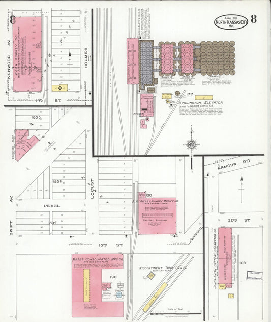 Sanborn Fire Insurance Map from North Kansas City, Clay County, Missouri (1926), Sheet #0008 - Historic Sanborn Fire Insurance Map Print, vintage old map wall art, antique decor, genealogy gift, Kansas Kansas map