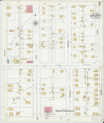Sanborn Fire Insurance Map from Longmont, Boulder County, Colorado (1906), Sheet #0002 - Complete Map Set gallery image, historic Sanborn map, vintage wall art, Colorado Colorado