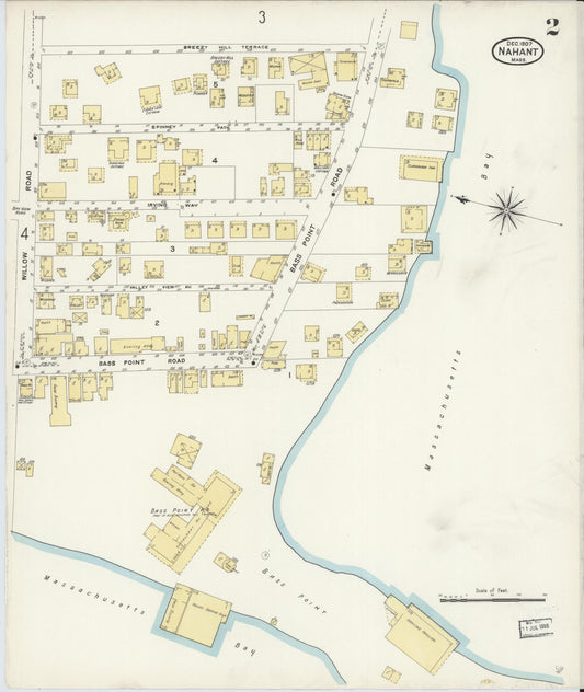 Sanborn Fire Insurance Map from Nahant, Essex County, Massachusetts (1907), Sheet #0002 - Historic Sanborn Fire Insurance Map Print, vintage old map wall art, antique decor, genealogy gift, Massachusetts Massachusetts map
