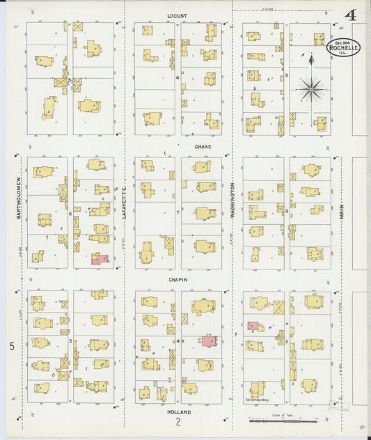 Sanborn Fire Insurance Map from Rochelle, Ogle County, Illinois (1904), Sheet #0004 - Historic Sanborn Fire Insurance Map Print, vintage old map wall art, antique decor, genealogy gift, Illinois Illinois map