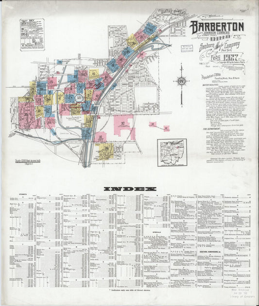 Sanborn Fire Insurance Map from Barberton, Summit County, Ohio (1927), Sheet #0001 - Complete Map Set gallery image, historic Sanborn map, vintage wall art, Ohio Ohio