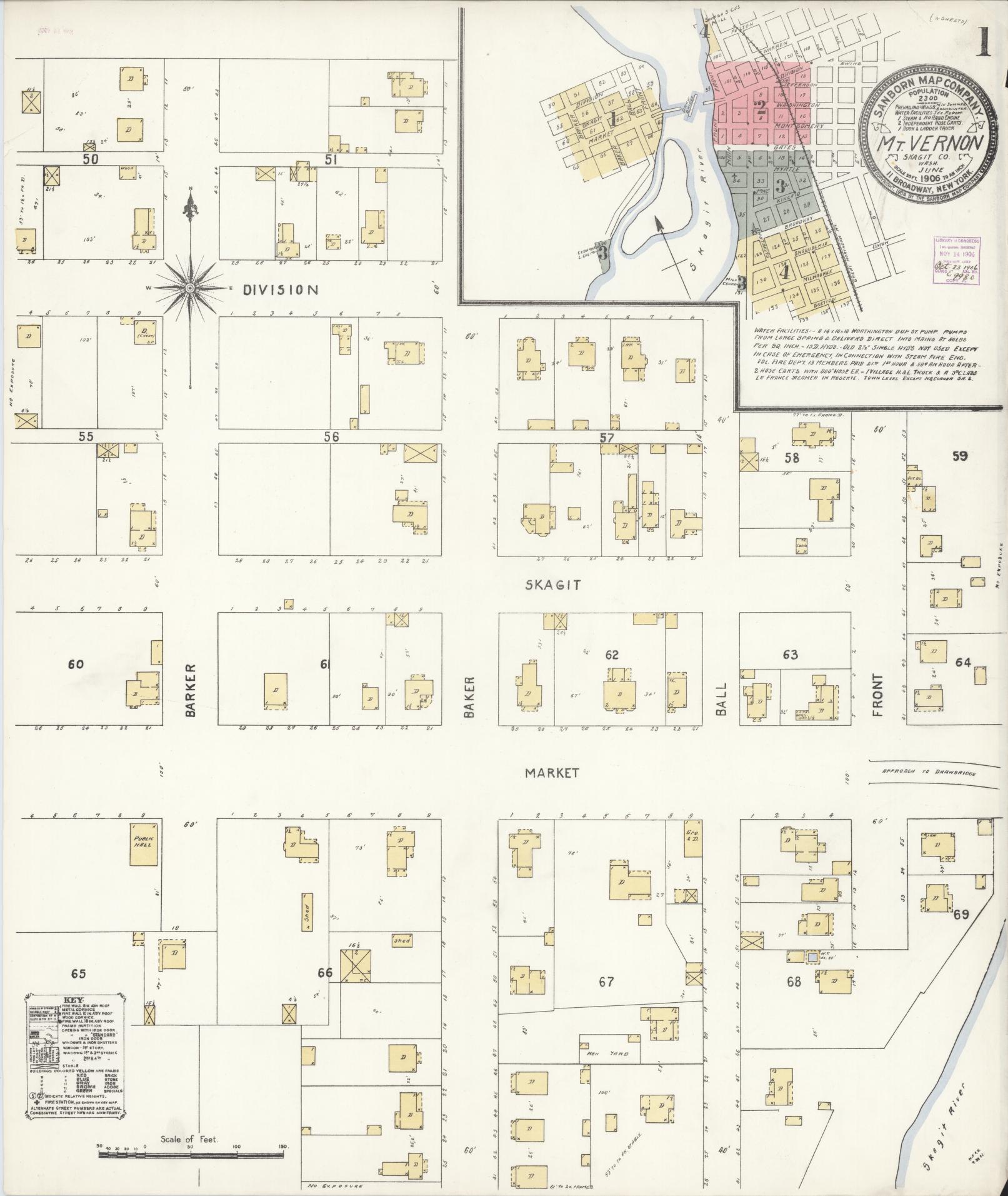 Sanborn Fire Insurance Map from Mount Vernon, Skagit County, Washington (1906), Sheet #0001 - Complete Map Set gallery image, historic Sanborn map, vintage wall art, Washington Washington