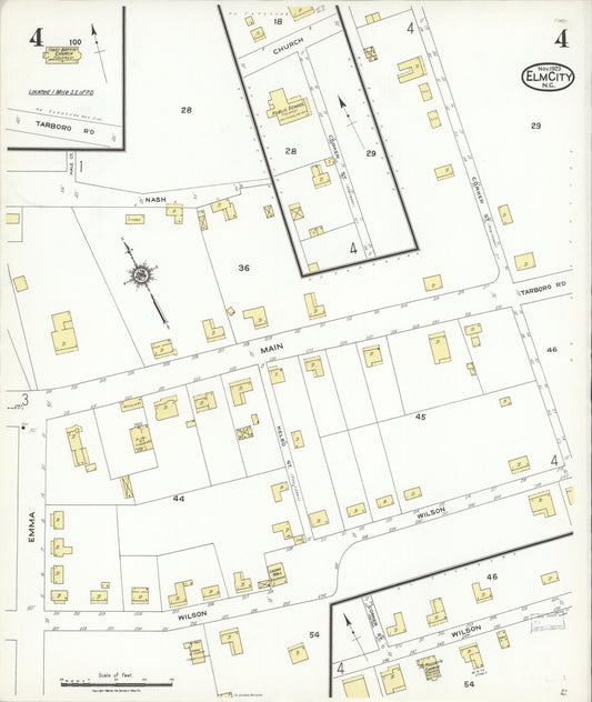 Sanborn Fire Insurance Map from Elm City, Wilson County, North Carolina (1923), Sheet #0004 - Historic Sanborn Fire Insurance Map Print, vintage old map wall art, antique decor, genealogy gift, North Carolina North Carolina map