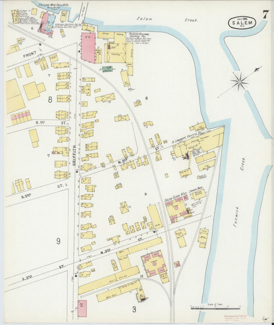 Sanborn Fire Insurance Map from Salem, Salem County, New Jersey (1896), Sheet #0007 - Historic Sanborn Fire Insurance Map Print, vintage old map wall art, antique decor, genealogy gift, New Jersey New Jersey map