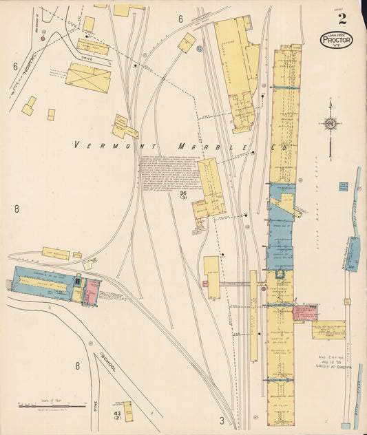 Sanborn Fire Insurance Map from Proctor, Rutland County, Vermont (1922), Sheet #0002 - Historic Sanborn Fire Insurance Map Print, vintage old map wall art, antique decor, genealogy gift, Vermont Vermont map