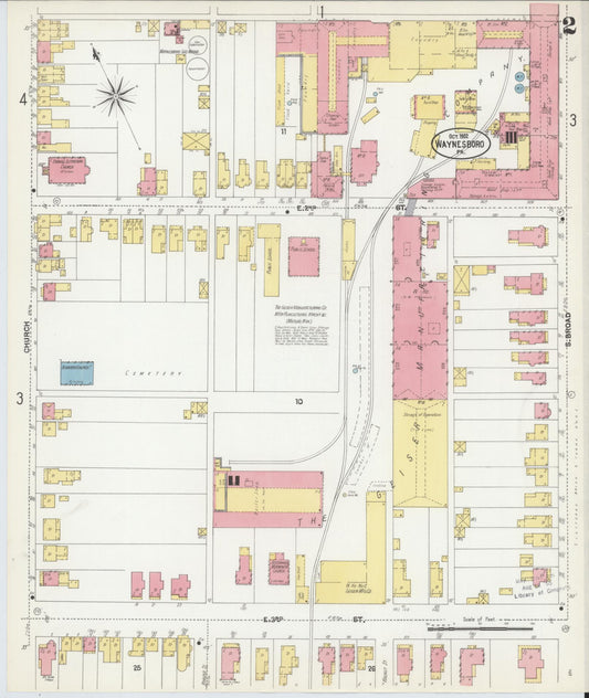 Sanborn Fire Insurance Map from Waynesboro, Franklin County, Pennsylvania (1902), Sheet #0002 - Historic Sanborn Fire Insurance Map Print, vintage old map wall art, antique decor, genealogy gift, Pennsylvania Pennsylvania map