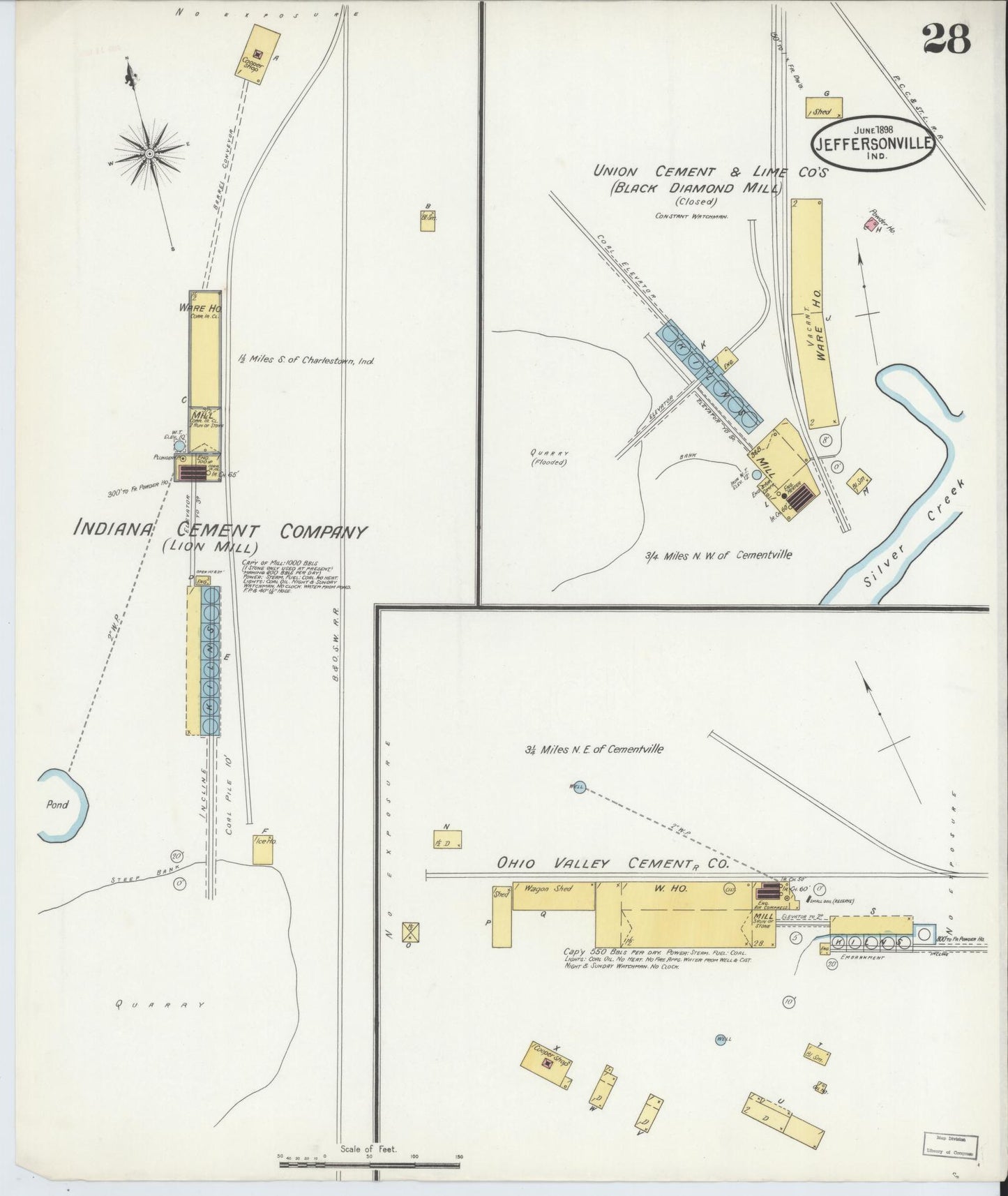Sanborn Fire Insurance Map from Jeffersonville, Clark County, Indiana (1898), Sheet #0028 - Historic Sanborn Fire Insurance Map Print, vintage old map wall art, antique decor, genealogy gift, Indiana Indiana map