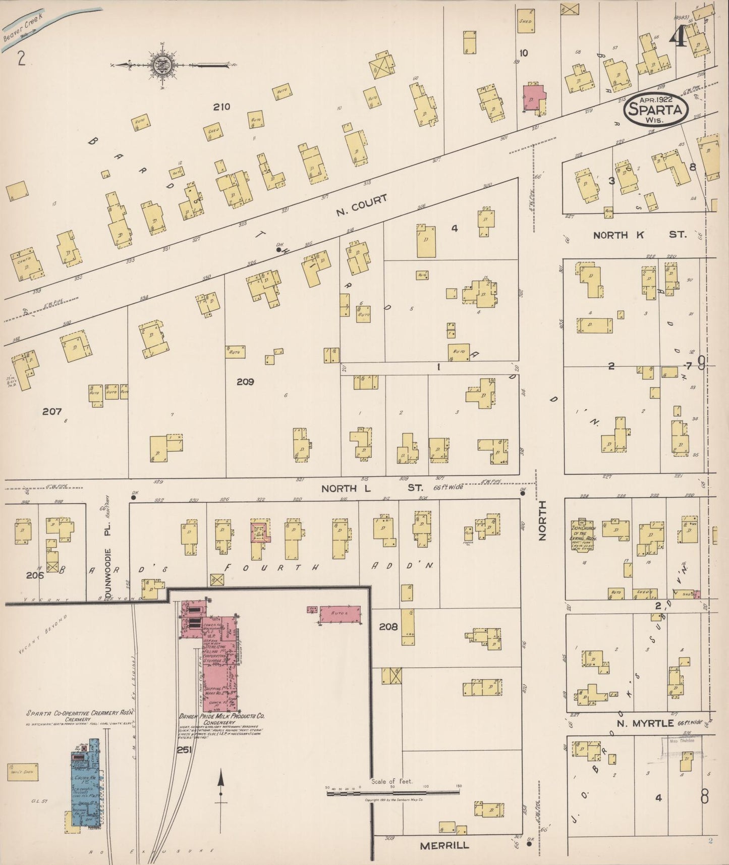 Sanborn Fire Insurance Map from Sparta, Monroe County, Wisconsin (1922), Sheet #0004 - Complete Map Set gallery image, historic Sanborn map, vintage wall art, Wisconsin Wisconsin