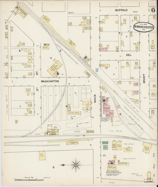 Sanborn Fire Insurance Map from North Manchester, Wabash County, Indiana. (1890), Sheet 6 – Historic Sanborn Fire Insurance Map Print