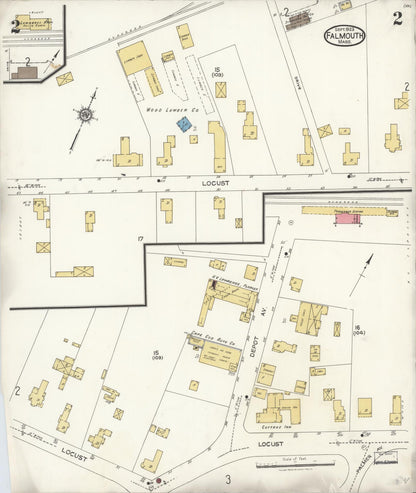 Sanborn Fire Insurance Map from Falmouth, Barnstable County, Massachusetts (1923), Sheet #0002 - Historic Sanborn Fire Insurance Map Print, vintage old map wall art, antique decor, genealogy gift, Massachusetts Massachusetts map