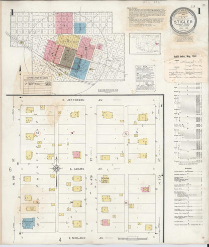 Sanborn Fire Insurance Map from Stigler, Haskell County, Oklahoma (1941), Sheet #0001 - Complete Map Set gallery image, historic Sanborn map, vintage wall art, Oklahoma Oklahoma
