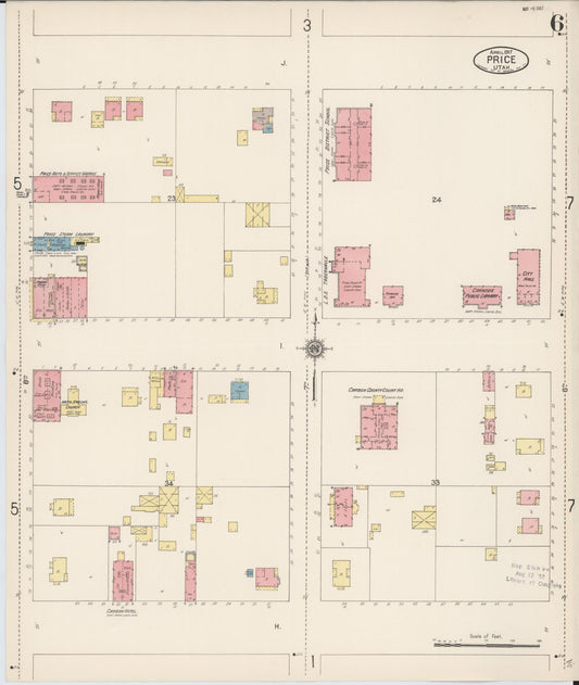 Sanborn Fire Insurance Map from Price, Carbon County, Utah (1917), Sheet #0006 - Historic Sanborn Fire Insurance Map Print, vintage old map wall art, antique decor, genealogy gift, Utah Utah map