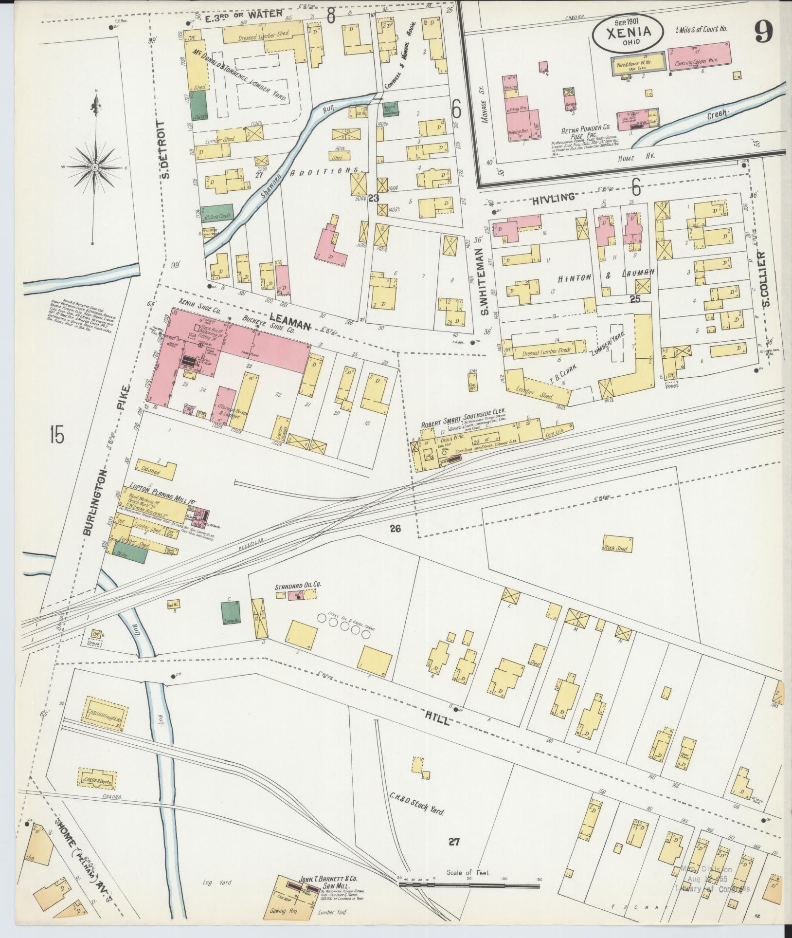 Sanborn Fire Insurance Map from Xenia, Greene County, Ohio (1901), Sheet #0009 - Complete Map Set gallery image, historic Sanborn map, vintage wall art, Ohio Ohio