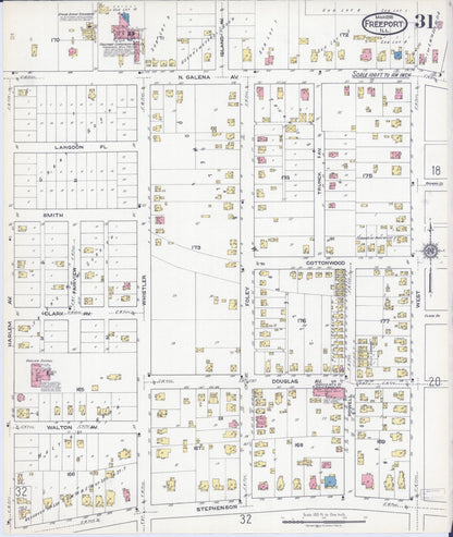 Sanborn Fire Insurance Map from Freeport, Stephenson County, Illinois (1918), Sheet #0031 - Complete Map Set gallery image, historic Sanborn map, vintage wall art, Illinois Illinois